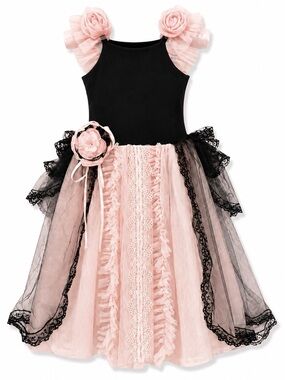 Dollcake Autumn Frock Dress Size 2 Pink Black Tulle